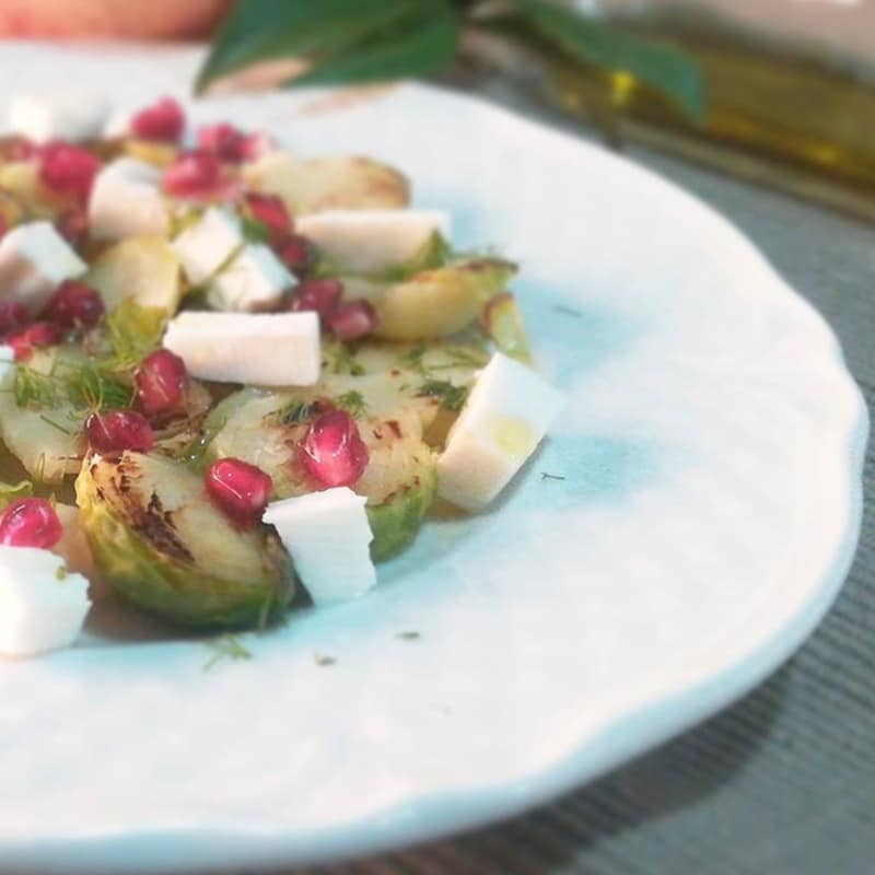 Sprouts with Greek feta and pomegranate