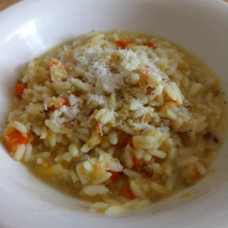 Risotto con calabaza y pimiento