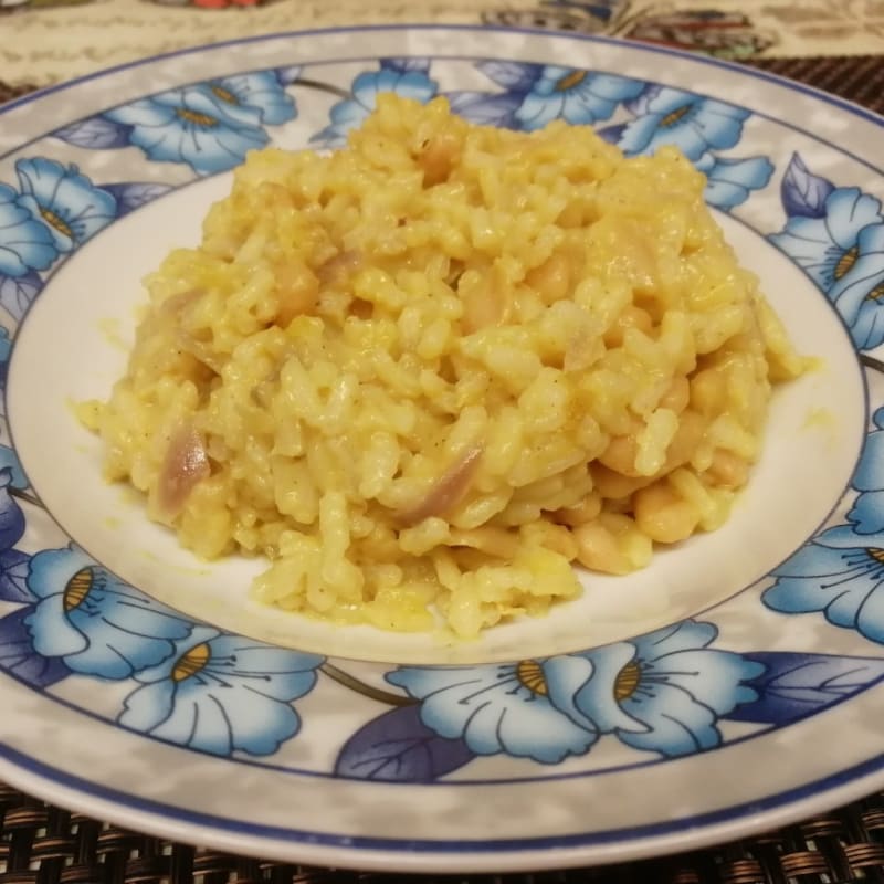 Risotto con frijoles al curry