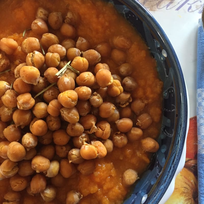 Spiced chickpeas on Pumpkin Velvet