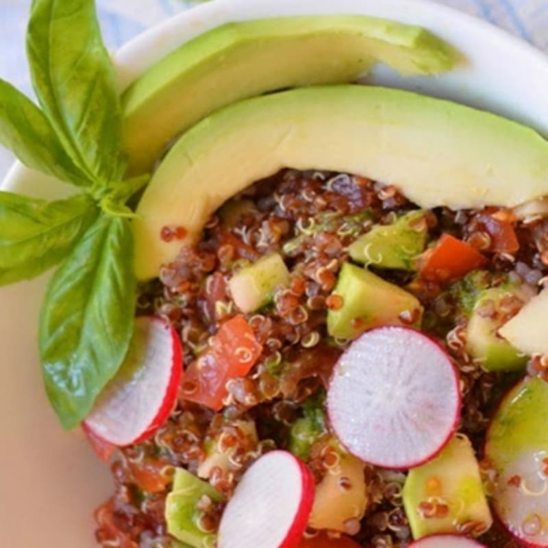 Red Quinoa salad and green apple