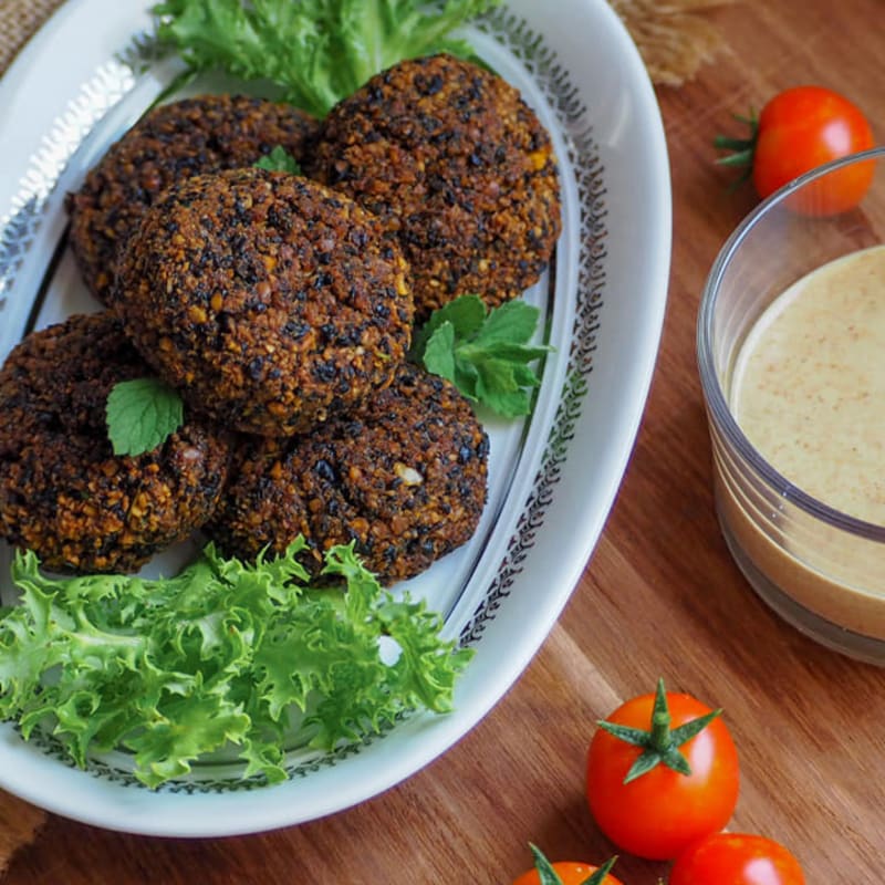 Black chickpea falafel with herbs