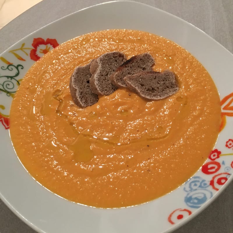 Crema de calabaza y garbanzos