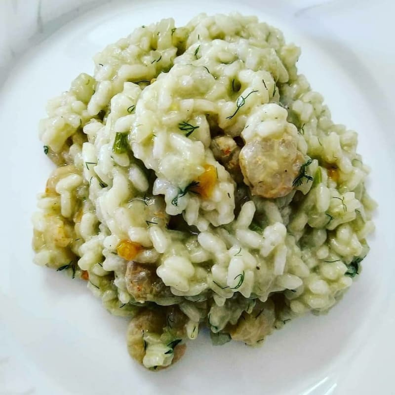 Risotto de camarones e hinojo