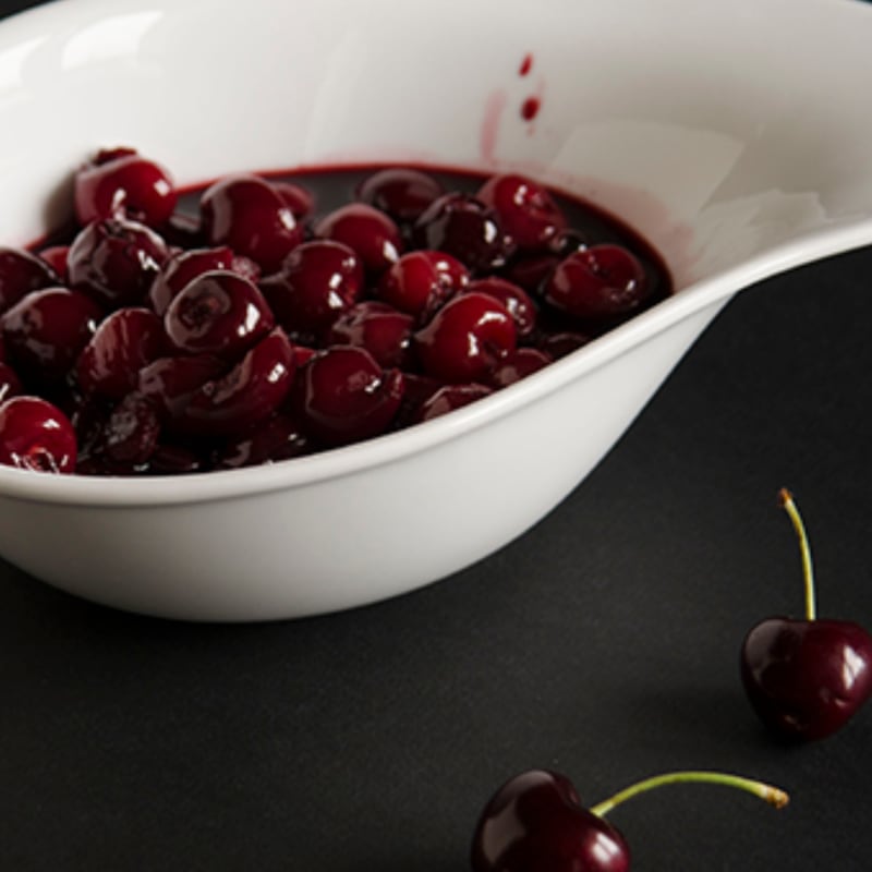 Cherries cooked in red flavored wine