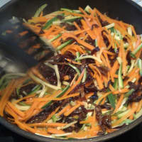 Foto preparazione Soy spaghetti with vegetables yen recipe Foto preparazione Soy spaghetti with vegetables yen recipe