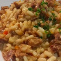 Foto preparazione Risotto with roasted the day before Foto preparazione Risotto with roasted the day before