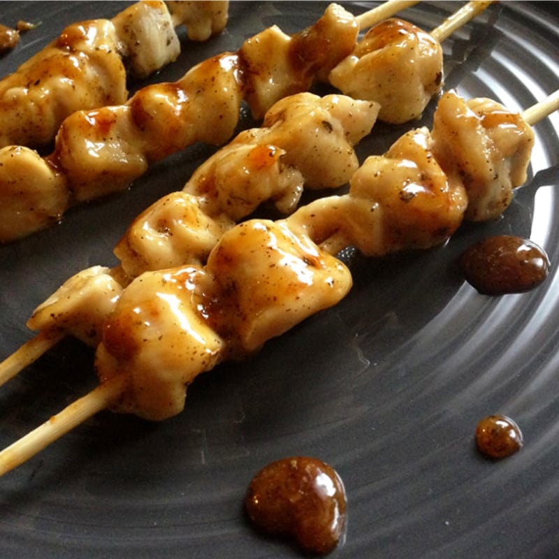 Foto Ricetta Skewers with honey sweet and sour chicken Foto Ricetta Skewers with honey sweet and sour chicken