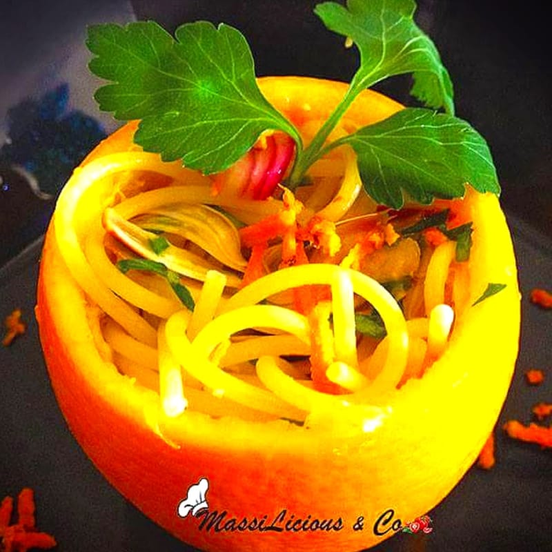Foto Ricetta Spaghetti agli agrumi con carciofi e curcuma gluten free Foto Ricetta Spaghetti agli agrumi con carciofi e curcuma gluten free