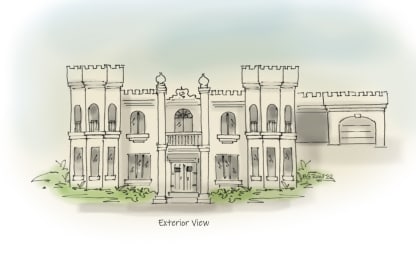 Restaurant castle house plan