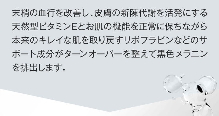 サポート成分が黒色メラニンを排出
