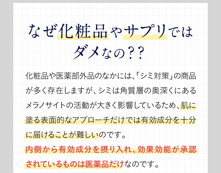 なぜ化粧品やサプリではダメなの？