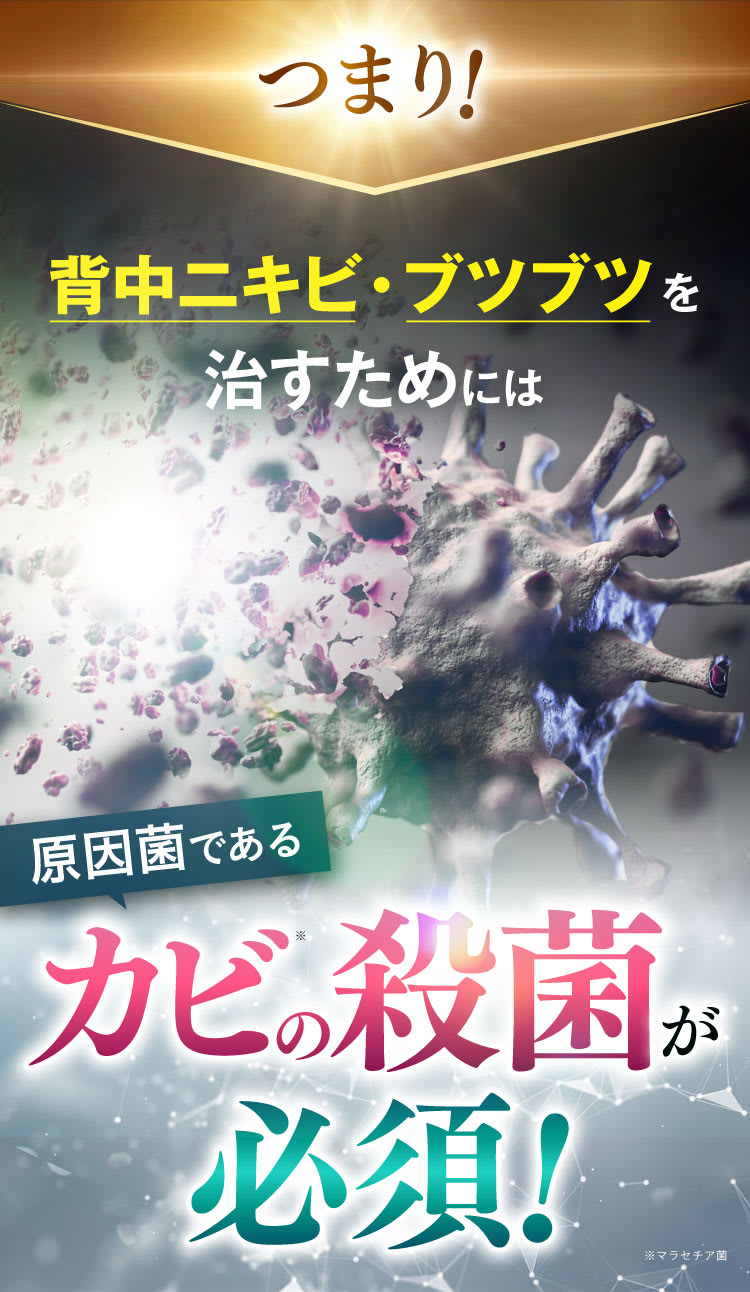 原因菌であるカビの殺菌が必須