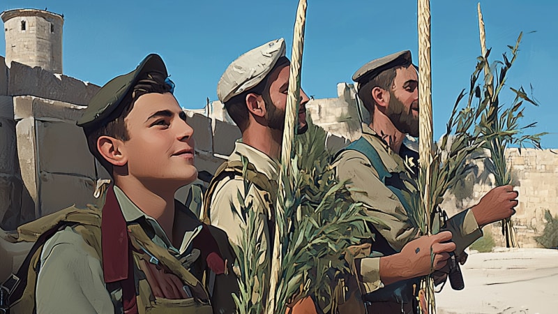 חיילים עם לולב וערבות