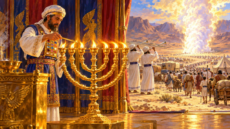 הדלקת המנורה ומסע המחנה אחרי הענן