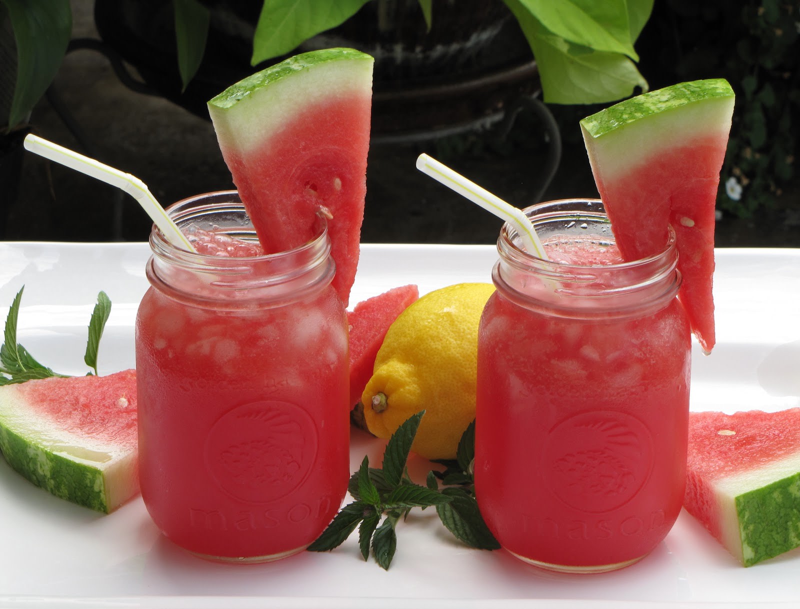 watermelon lemonade with raspberries