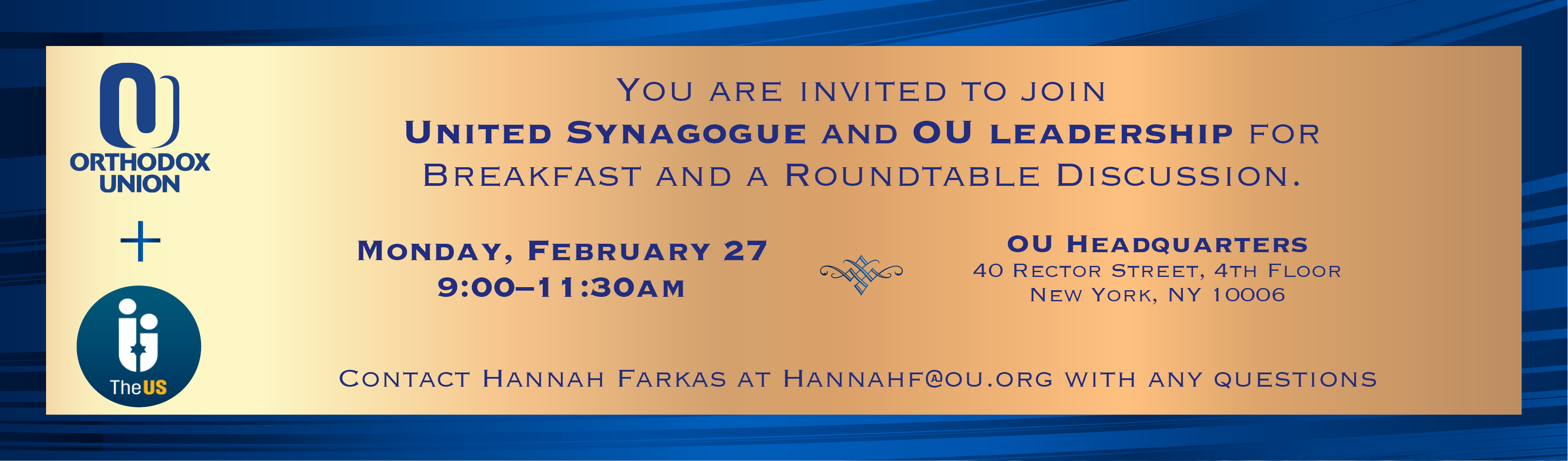 UK breakfast – United Synagogue and OU leadership for Breakfast and a Roundtable Discussion