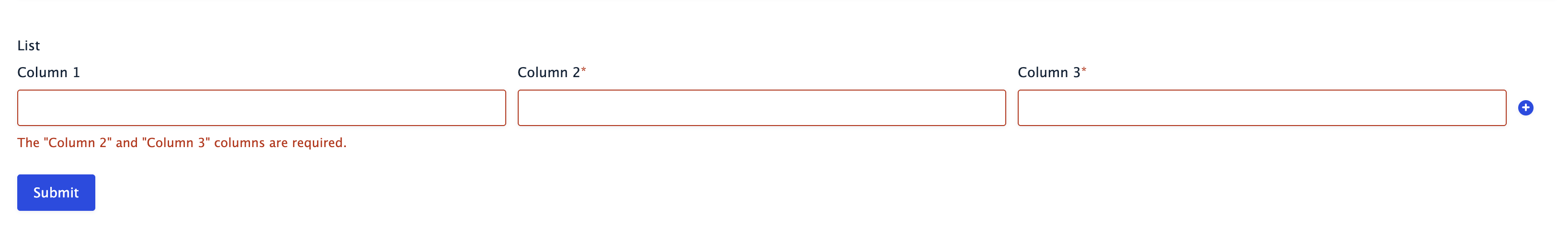 Front-End - Required column with asterisk