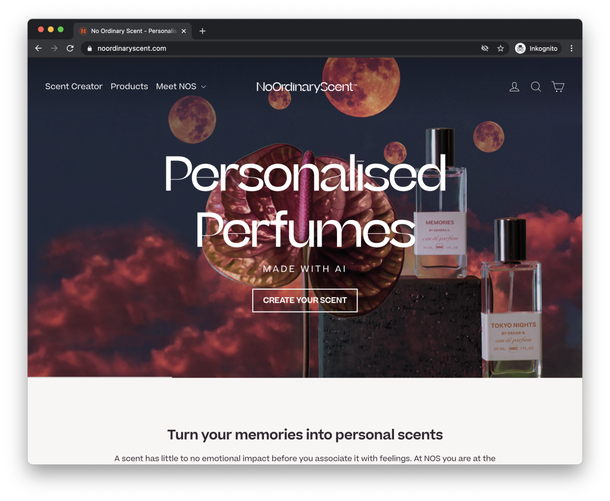 No Ordinary Scent website screenshot