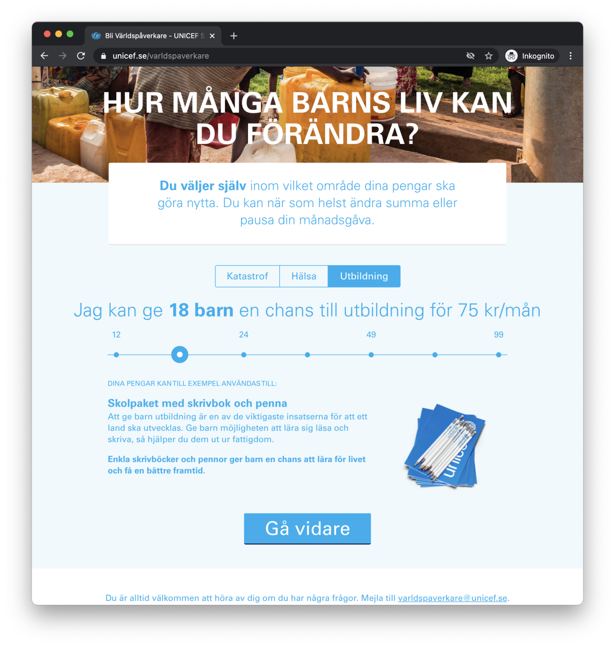 UNICEF VÀrldspÄverkare screenshot