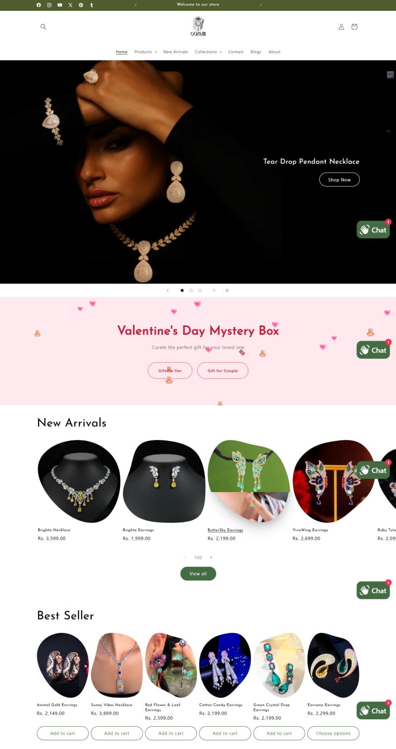 Oormii Jewels website