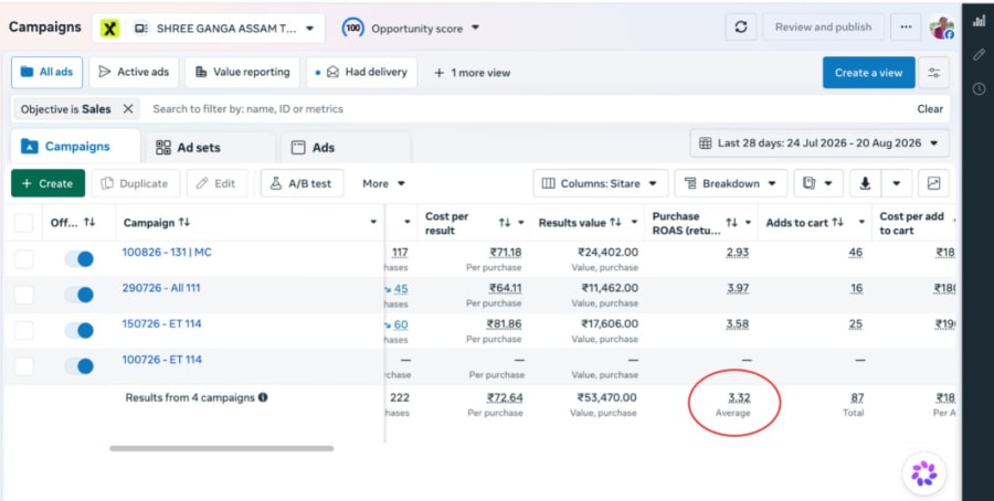 Meta Ads results
