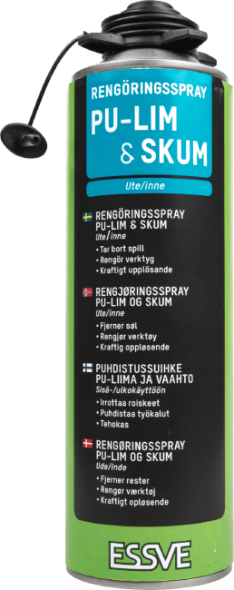 Rengjøringsmiddel, PU-lim og skum, ESSVE, Fl . á 500ml