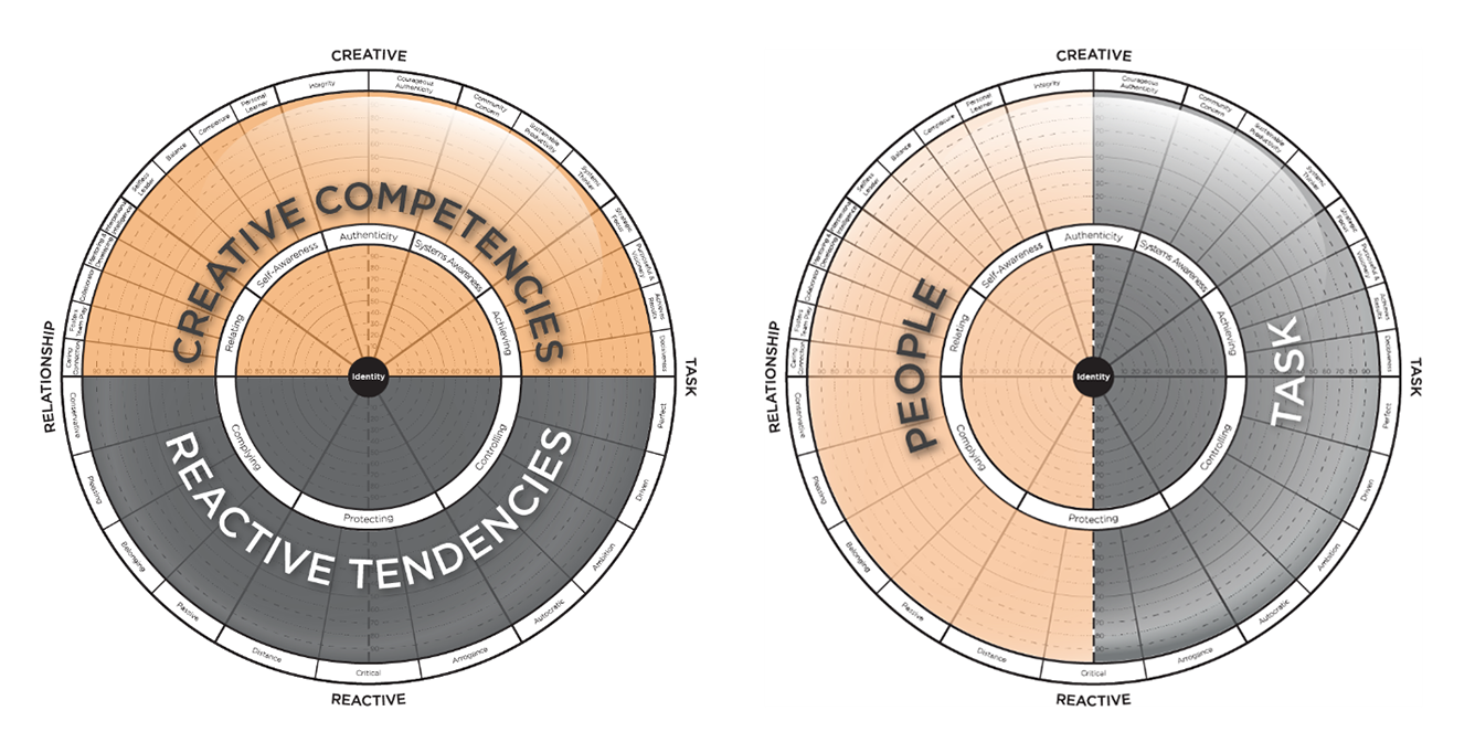 A visual representation of leadership traits, comparing reactive tendencies with creative competencies, essential for crisis leadership and decision-making.