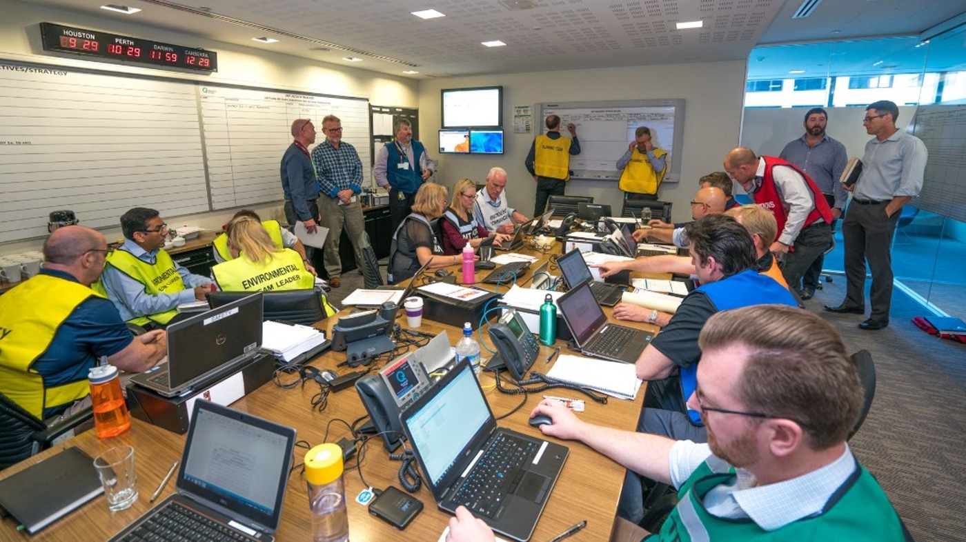 The MEER exercise command centre serves as the hub for real-time decision-making. Response teams collaborate using digital tools and strategic planning boards to manage the emergency effectively.