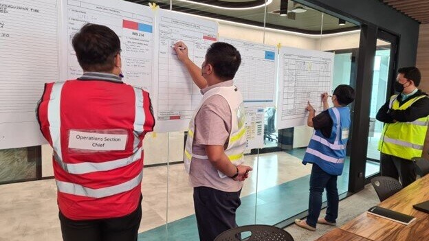 Incident Management System (IMS) team preparing for an ICS tactics meeting, focusing on strategic planning, resource coordination, and operational effectiveness to enhance emergency response capabilities.