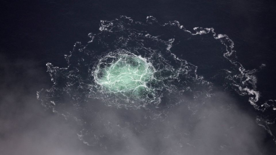 A gas leak from Nord stream 2 is seen in the Swedish economic zone in the Baltic Sea in this picture taken from the Swedish Coast Guard aircraft on September 28, 2022. Source Reuters via Swedish Coast Guard/Handout via TT News Agency