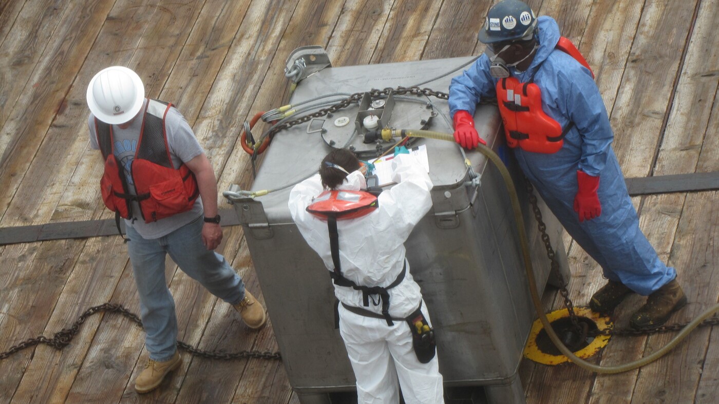 A response crew prepares containment equipment and collects samples as part of a coordinated subsea readiness operation. Activities like this are core to the Global Subsea Response Network (GSRN), which was developed in direct response to lessons learned from Macondo. The image reflects the collaboration and field-based expertise that underpin OSRL’s approach to global incident preparedness.