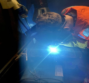 Alfie Gray, completing work during the first year of his apprenticeship