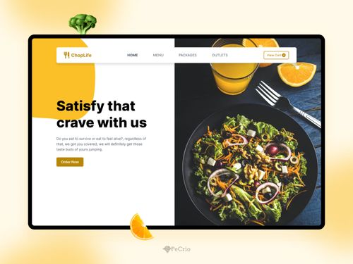 Food themed landing page UI