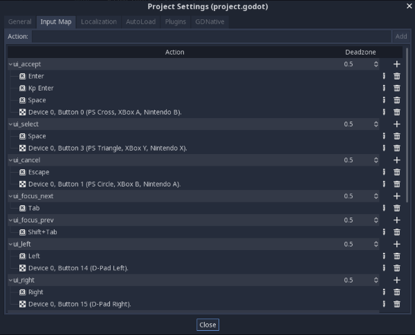 godot input map