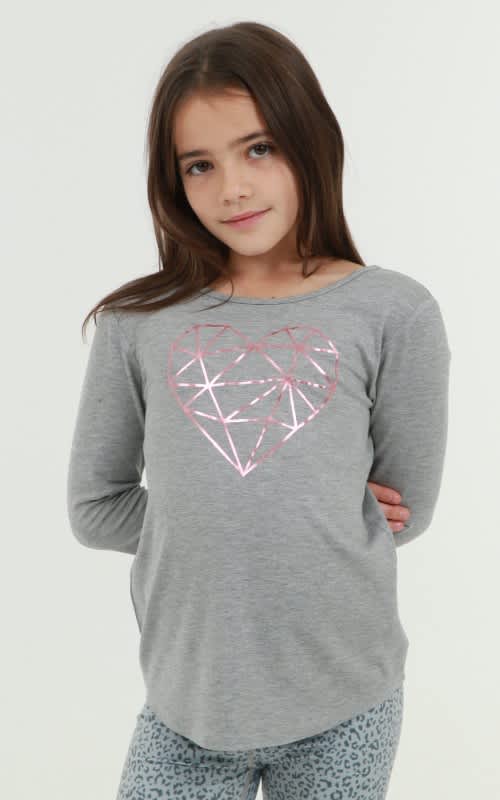 Girls Geo Heart Long Sleeve Top