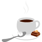 Un carré de chocolat avec un café