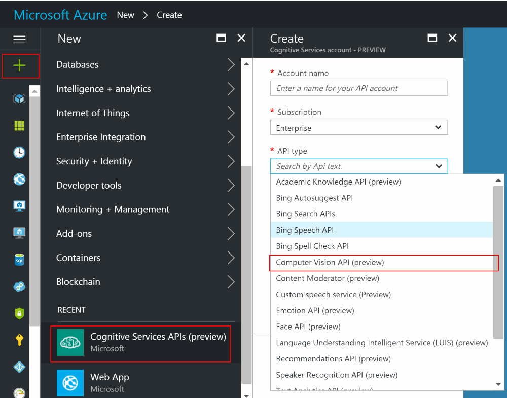 Cognitive Services Computer Vision API setup