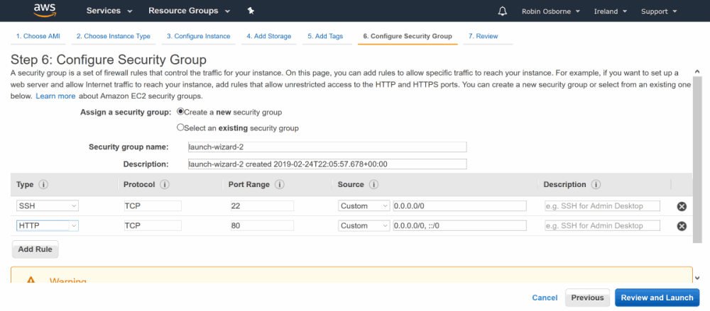 AWS EC2 - set security groups