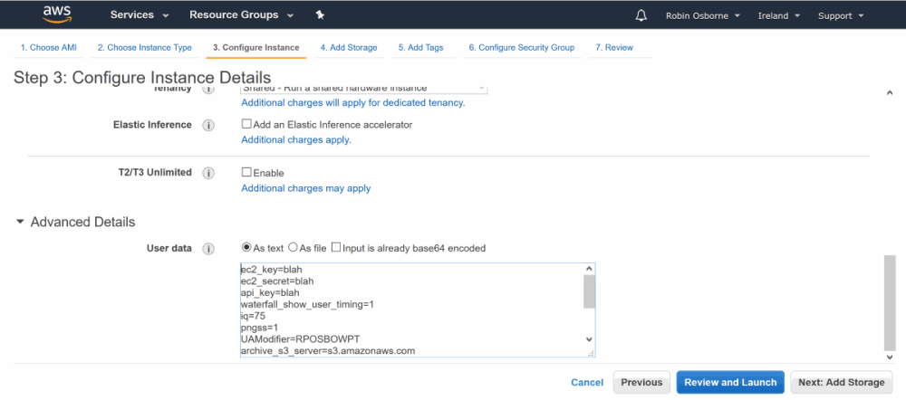 AWS EC2 - set user data