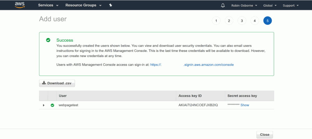 AWS IAM - user created