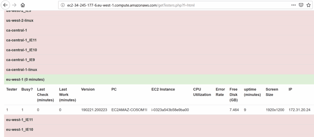 AWS debugging - test agent connected