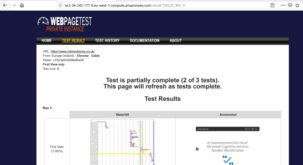 AWS EC2 - test running