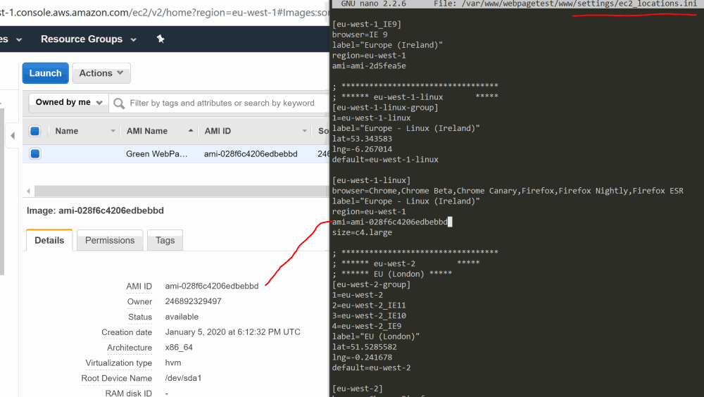 WPT server - ec2 location ini file