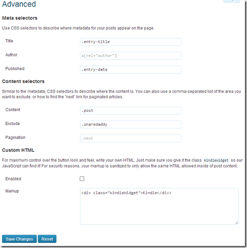 Send To Kindle - plugin setup - advanced