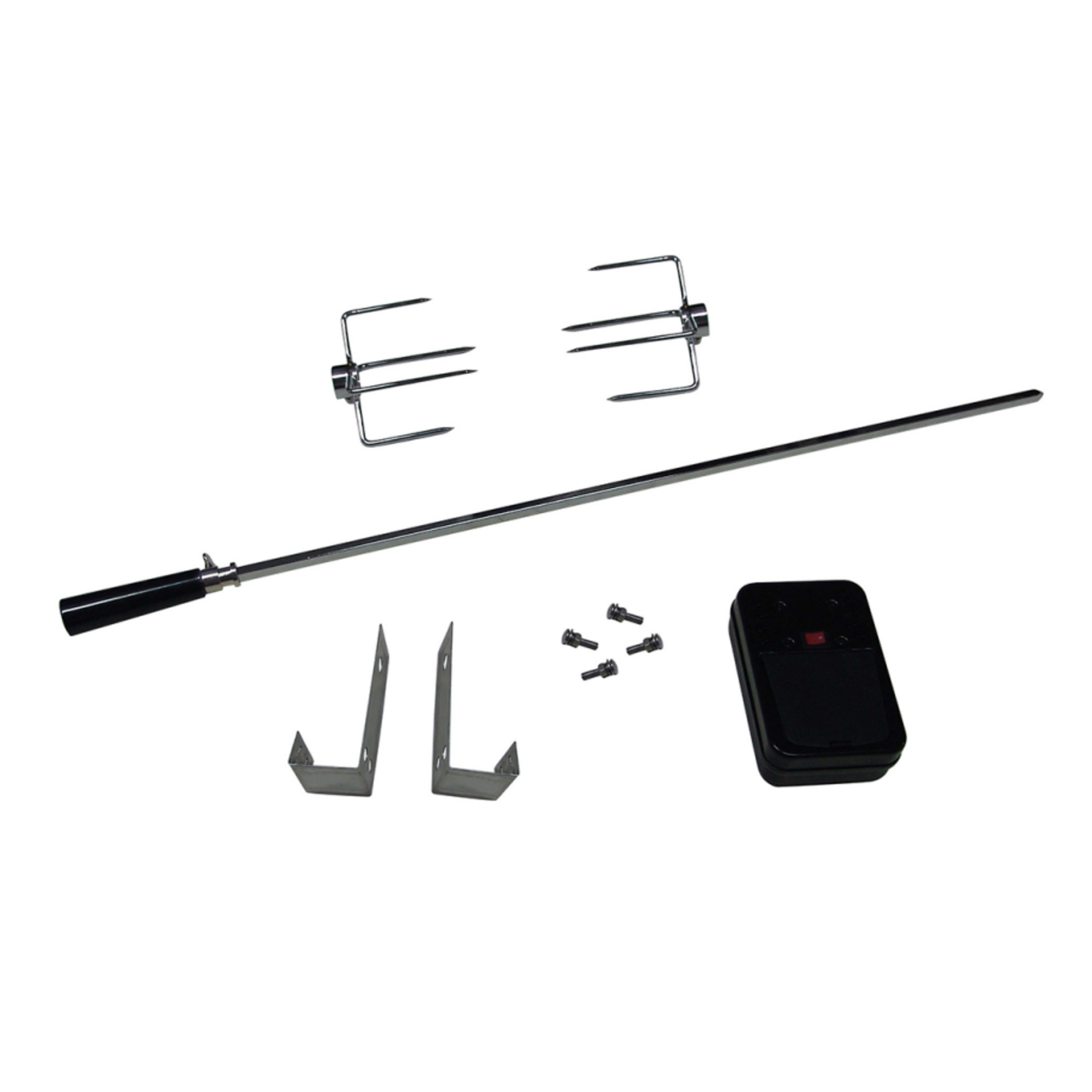 Set for gas barbecue with 2 spit forks