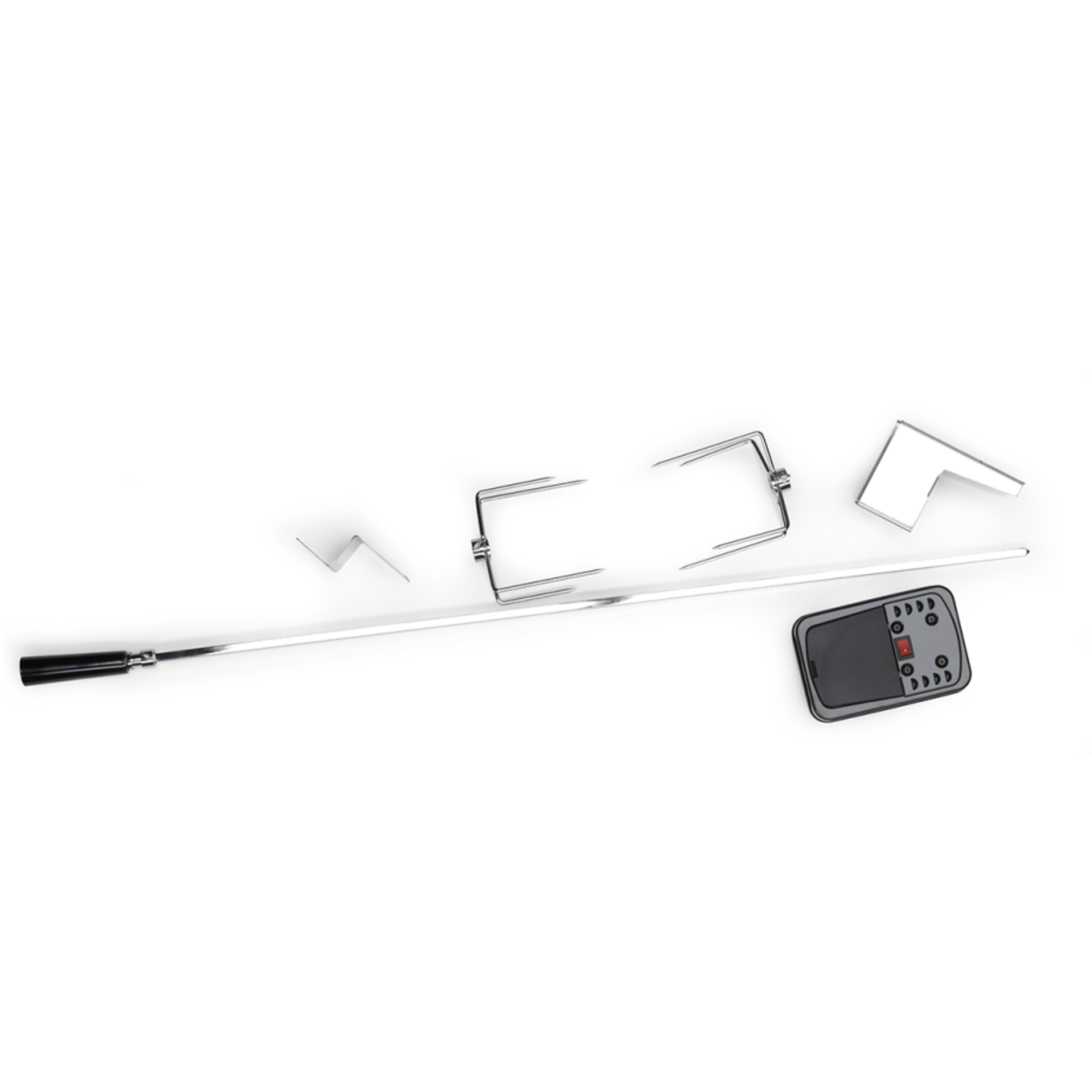 Set for gas barbecue with 2 spit forks