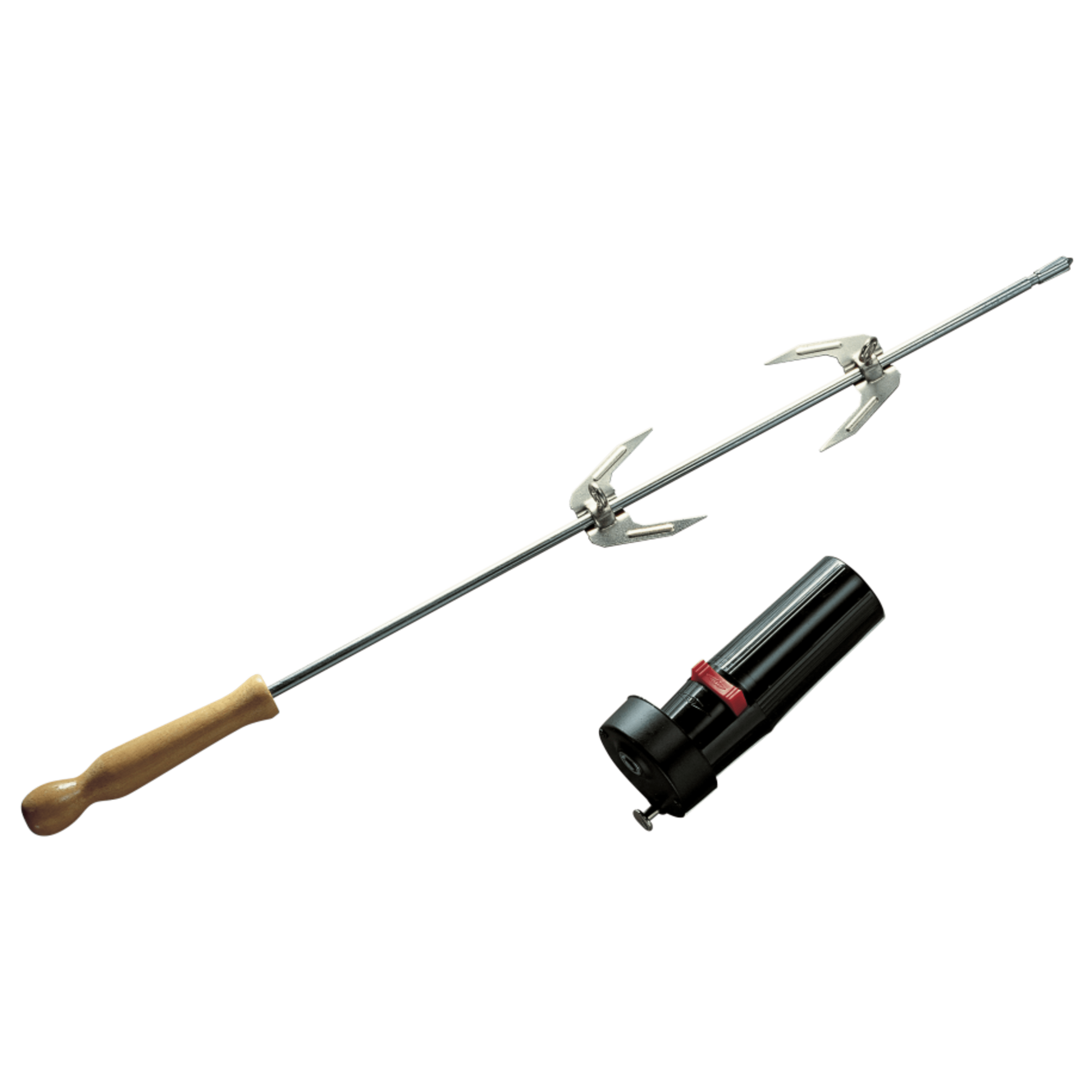 Spit with 2 forks with motor for charcoal barbecue