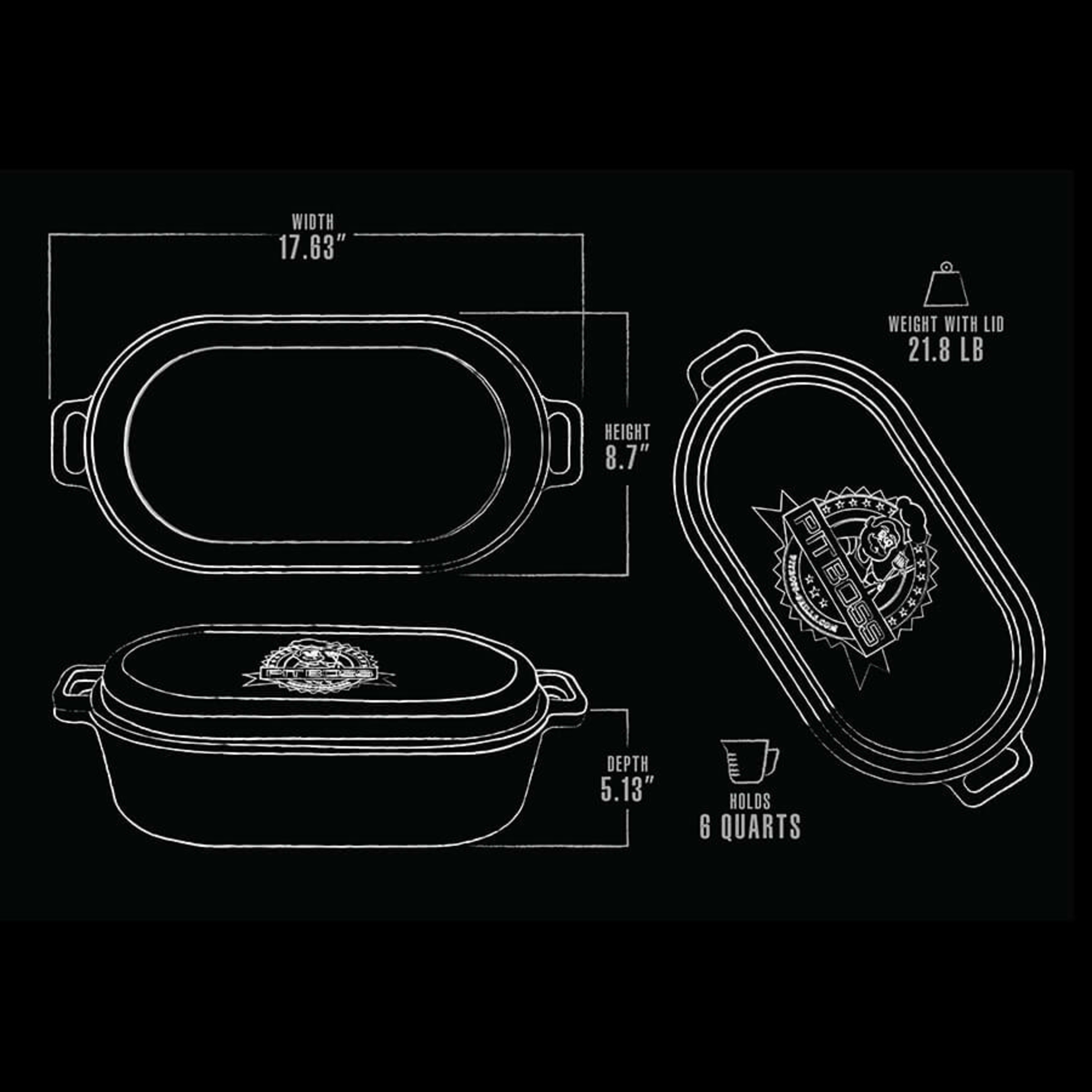 6-QT Cast Iron Roaster with Lid