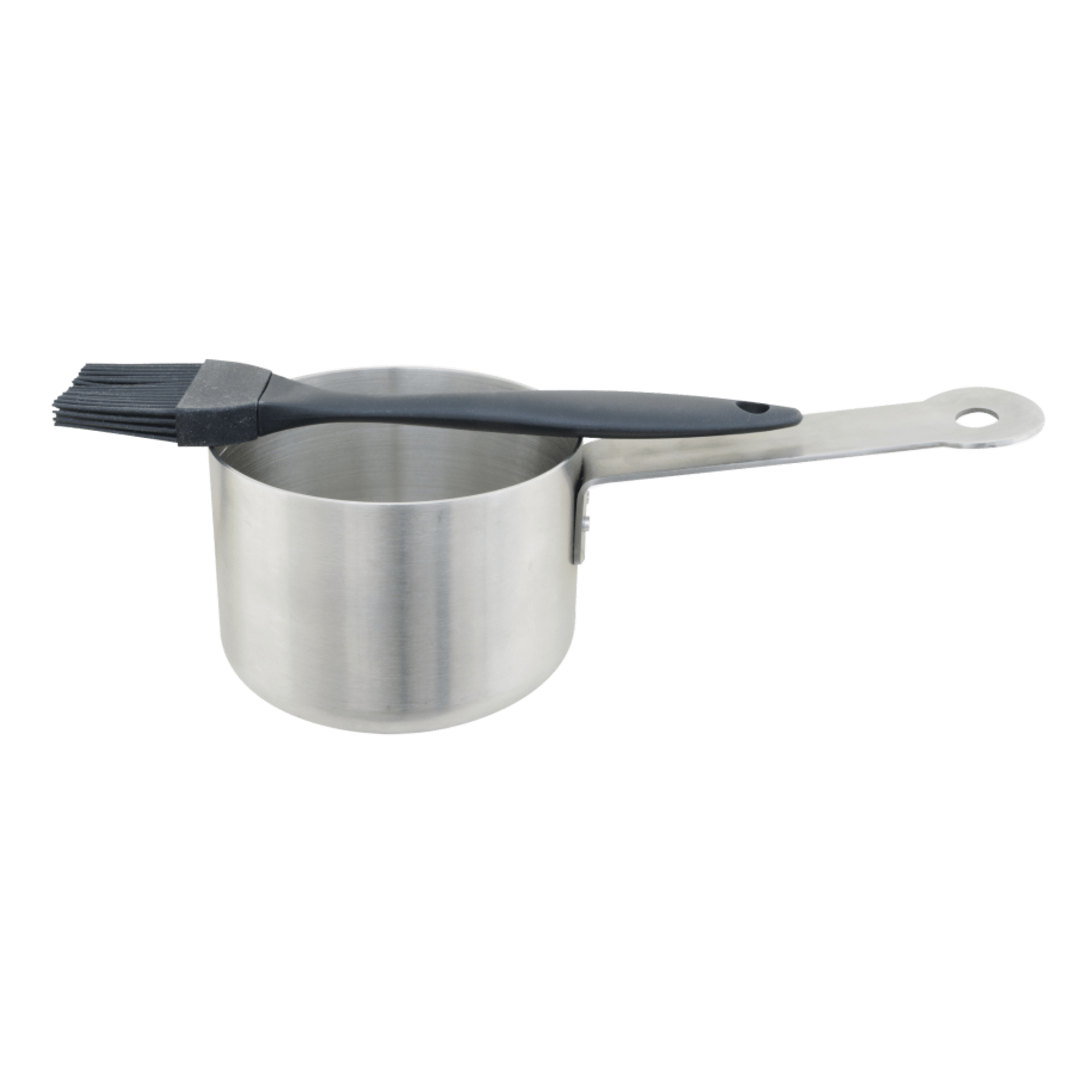Stainless steel saucepot with brush 23x7.5x10.5cm